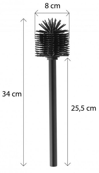 Erga Halika, pót WC-kefe szilikon fejjel, 34 cm, fekete, ERG-YKA-V.WCZ-HALIKA-SILKA-BLK