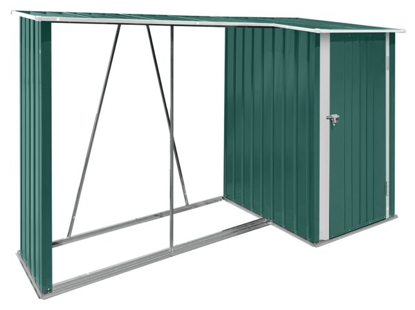 KONDELA Fatároló fészerrel, 270x104x159 cm, sötétzöld, ARPOL TYP 2