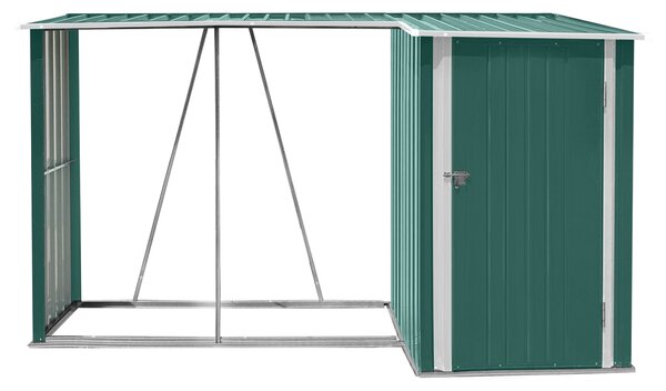KONDELA Fatároló fészerrel, 270x104x159 cm, sötétzöld, ARPOL TYP 2