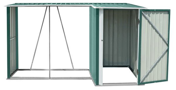 KONDELA Fatároló fészerrel, 270x104x159 cm, sötétzöld, ARPOL TYP 2