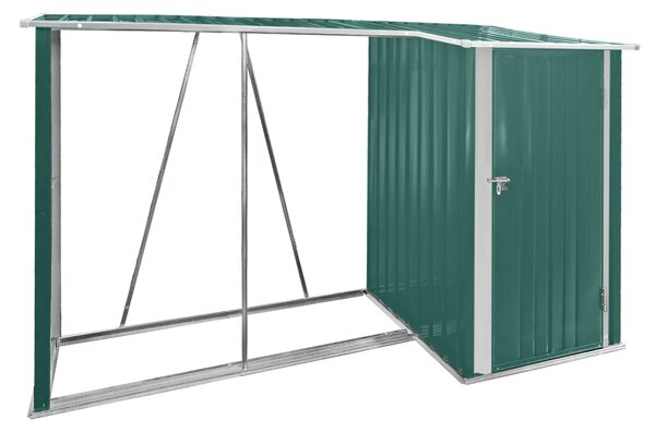 KONDELA Fatároló fészerrel, 270x104x159 cm, sötétzöld, ARPOL TYP 2