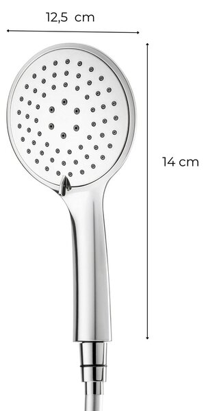 Erga Wemi, 3 funkciós kézi zuhany 150 cm-es gégecsővel, 12,5 × 14 cm, króm, ERG-YKA-BP.WEMI-CHR