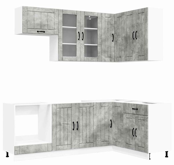 VidaXL Konyhai Egység LUCCA 8 db Betonszürke Szerelt Fa