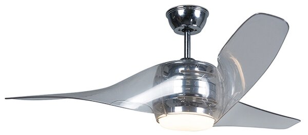 Plafondventilator chroom incl. LED met afstandsbediening - Sirocco 50
