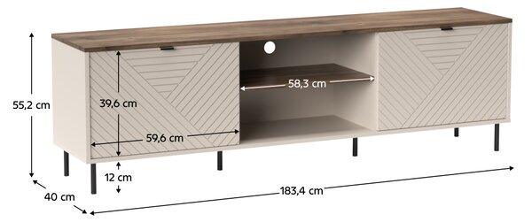 KONDELA TV asztal, kasmír/castello tölgy, EYCO 2D/180
