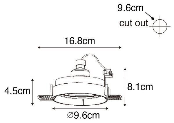 Modern süllyesztett foltfekete GU10 kerek trim nélküli - Oneon Honey