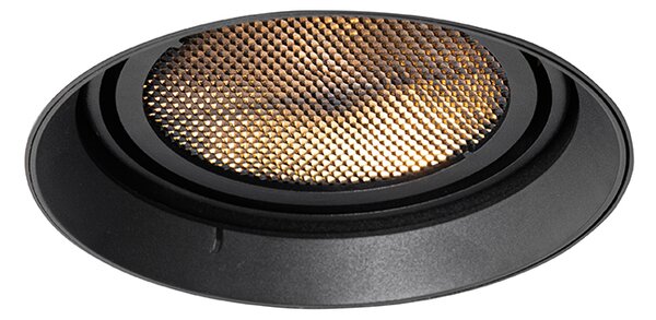 Modern beépíthető spotlámpa fekete GU10 AR111 kerek, keretelés nélküli - Oneon Honey