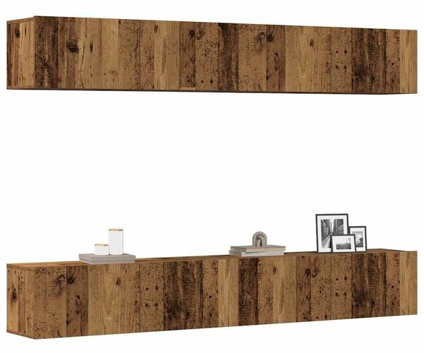VidaXL 4 db falra szerelhető TV-szekrény szett régi fa 100 x 30 x 30 cm