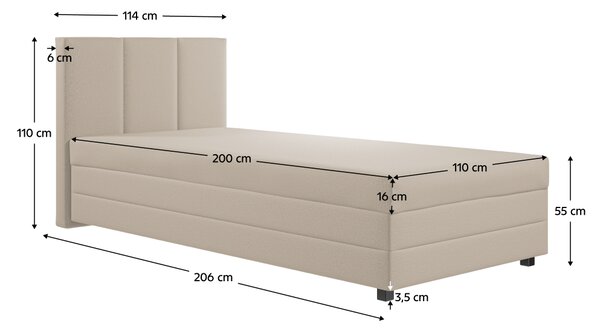 KONDELA Boxspring ágy, egyszemélyes, bézs, 110x200, univerzális, ALEXA