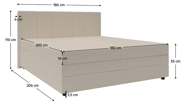 KONDELA Boxspring ágy, bézs, 180x200, ALEXA