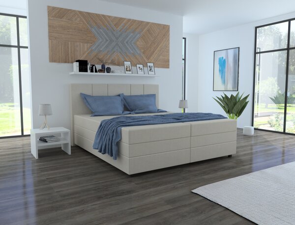 KONDELA Boxspring ágy, bézs, 180x200, ALEXA
