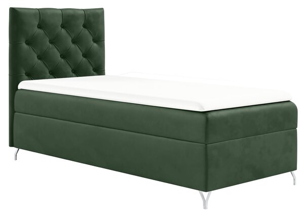 KONDELA Boxspring ágy, 90x200, zöld Velvet szövet, balos, GULIETTE + ajándék