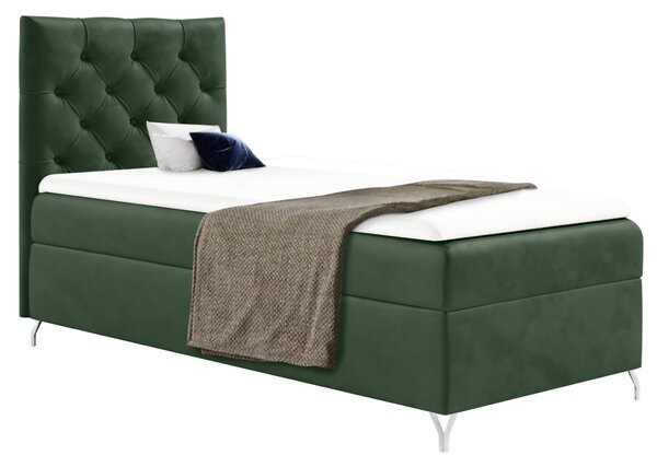 KONDELA Boxspring ágy, 90x200, zöld Velvet szövet, balos, GULIETTE + ajándék