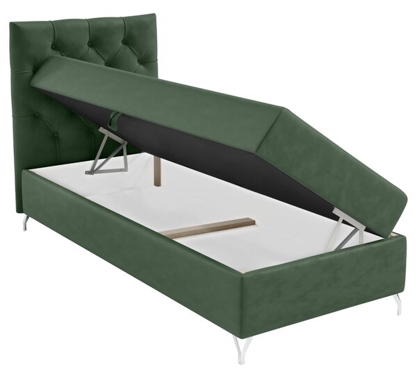 KONDELA Boxspring ágy, 90x200, zöld Velvet szövet, balos, GULIETTE + ajándék
