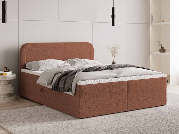 ARMELIN ágyneműtartós boxspring ágy 140x200 - téglavörös