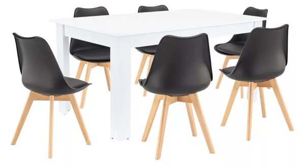 Lola 6+1 étkező garnitúra fekete-fehér