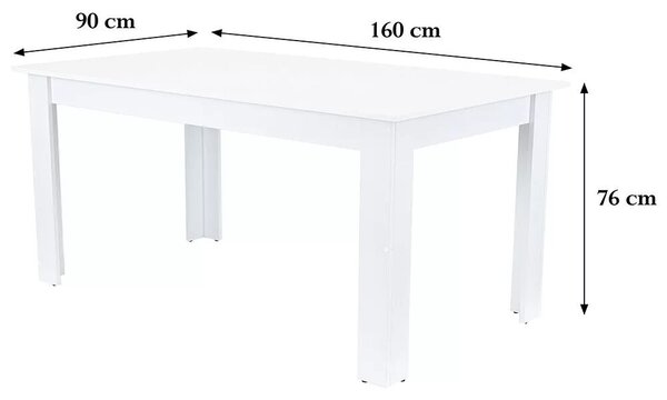 Yorki Standard étkezőasztal 160x90 cm fehér
