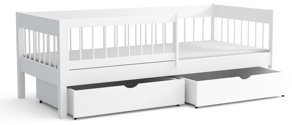 Wilsondo LESZANKA gyerek fa montessori ágy ágyneműtartóval 80x180 - fehér