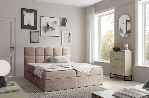 KONDELA Boxspring ágy, 120x200, szürkésbézs Taupe, NEGRY