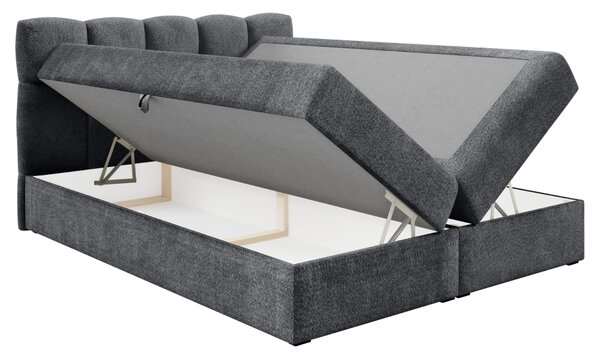 KONDELA Boxspring ágy, 200x200, sötétszürke, NEGRY