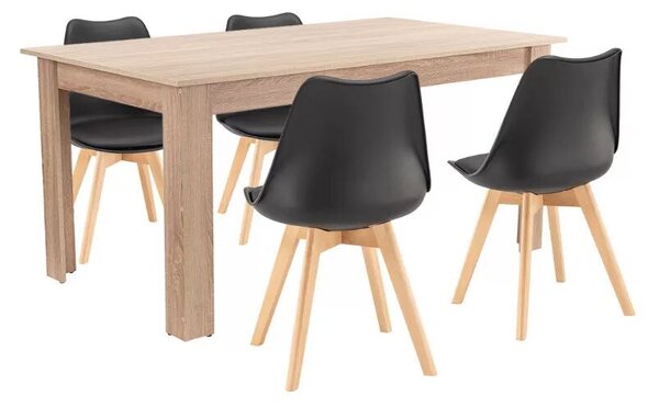 Lola 4+1 étkező garnitúra fekete-sonoma tölgy