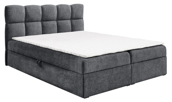 KONDELA Boxspring ágy, 200x200, sötétszürke, NEGRY