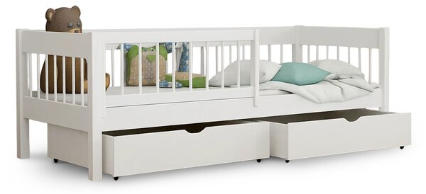 Wilsondo LESZANKA gyerek fa montessori ágy ágyneműtartóval 80x180 - fehér