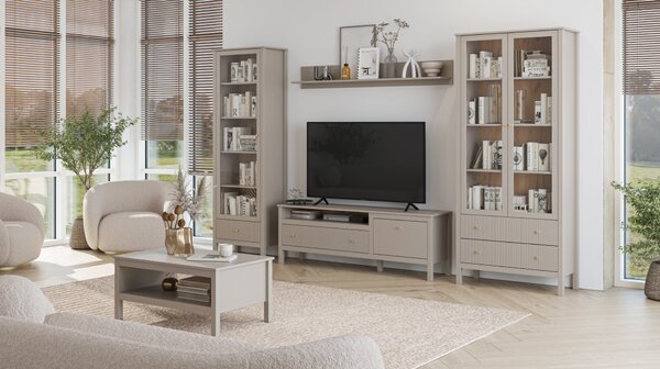 KONDELA TV-asztal, szürkésbarna Taupe/craft arany tölgy, KLIO 1D1S/160