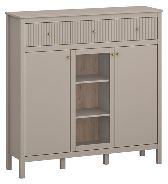 KONDELA Komód, szürkésbarna Taupe/craft arany tölgy, KLIO 2D1W3S