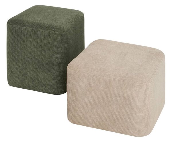 Puff szett 2 darabos, chenille szövet 42,5x29,5 cm, krém és zöld - IMBRIQUE