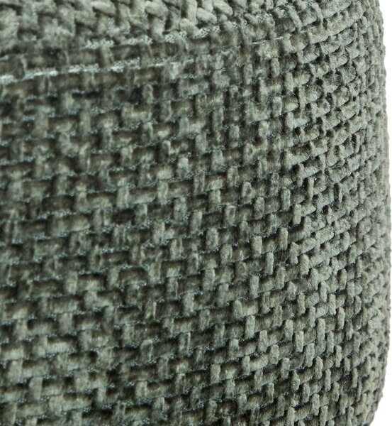 Ülőke puff, fa lábakkal chenille szövet, 39x38 cm, cédrus zöld - BAROKO