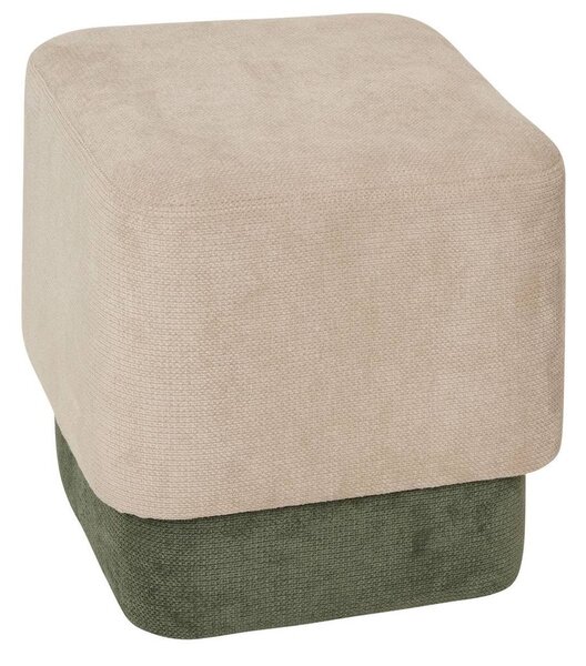 Puff szett 2 darabos, chenille szövet 42,5x29,5 cm, krém és zöld - IMBRIQUE