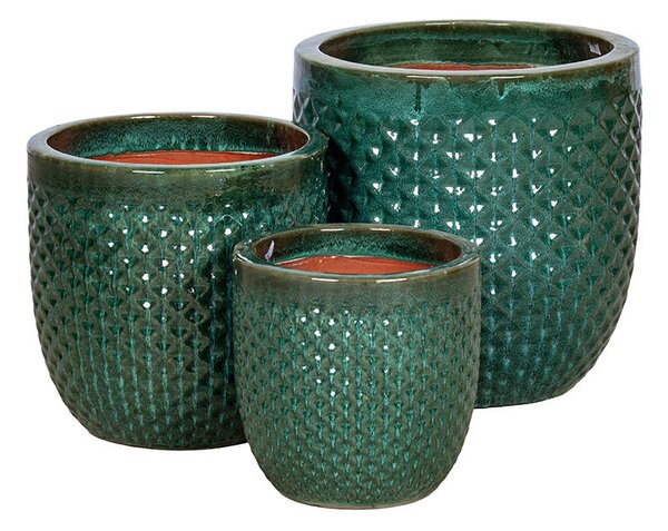 Caldera Diamo kerámia növénytartó szett mohazöld 30x30-47x47cm S3