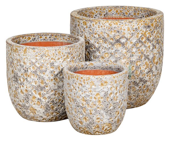 Caldera Diamo kerámia növénytartó szett savmaratott antik fehér 30x30-47x47cm S3
