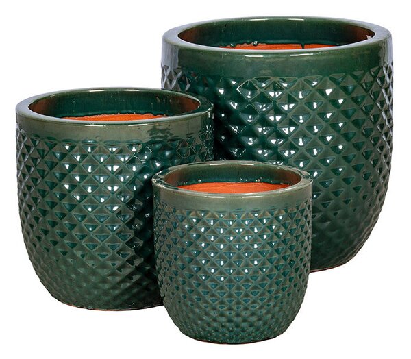 Caldera Diamo kerámia növénytartó szett cédruszöld 30x30-47x47cm S3