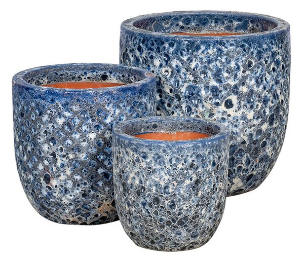 Caldera Diamo kerámia növénytartó szett savmaratott antik kék 30x30-47x47cm S3