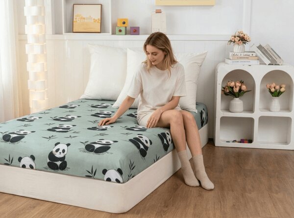 Mikroszálas lepedő PANDA RELAX mentás 90x200 cm