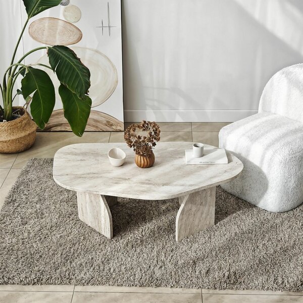 Hanah Home Dohányzóasztal Travertin kő - Travertin