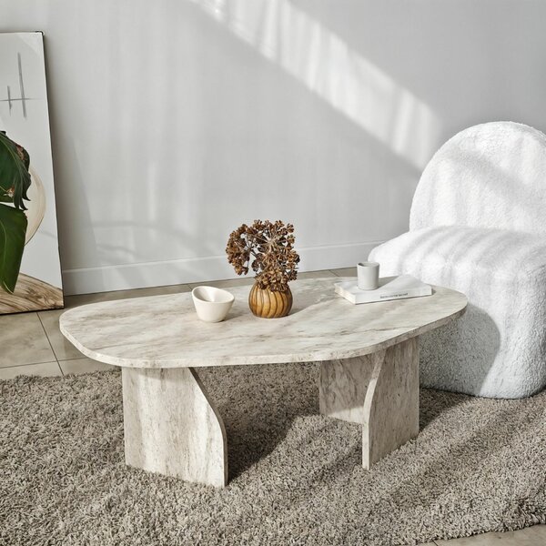 Hanah Home Dohányzóasztal Travertin kő - Travertin
