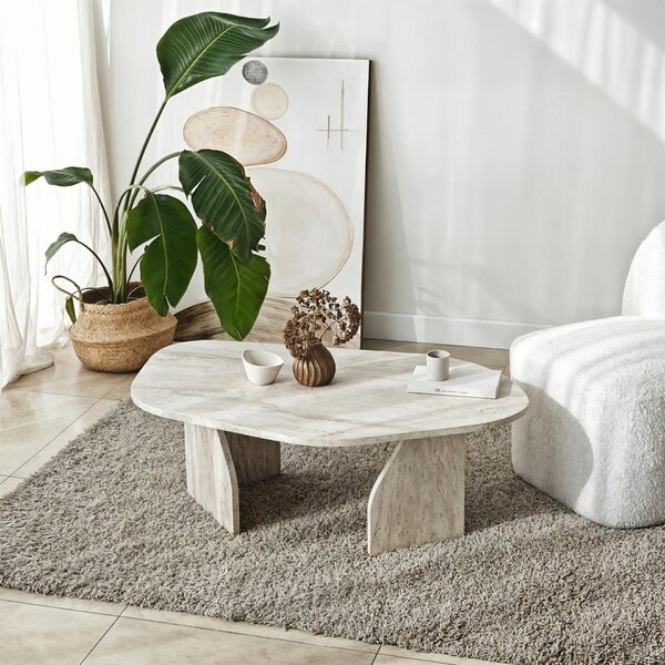 Hanah Home Dohányzóasztal Travertin kő - Travertin