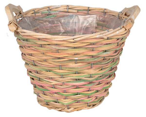 Breeze Hasított Fa Kaspó Natúr/Pasztellzöld/Pasztellrózsaszín 25x19/23cm