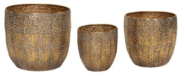 Hadad Monica Fém Kaspó Arany Szett 23,5x24,5-39,5x35cm S3