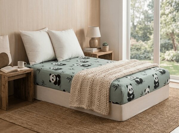 Mikroszálas lepedő PANDA RELAX mentás 90x200 cm