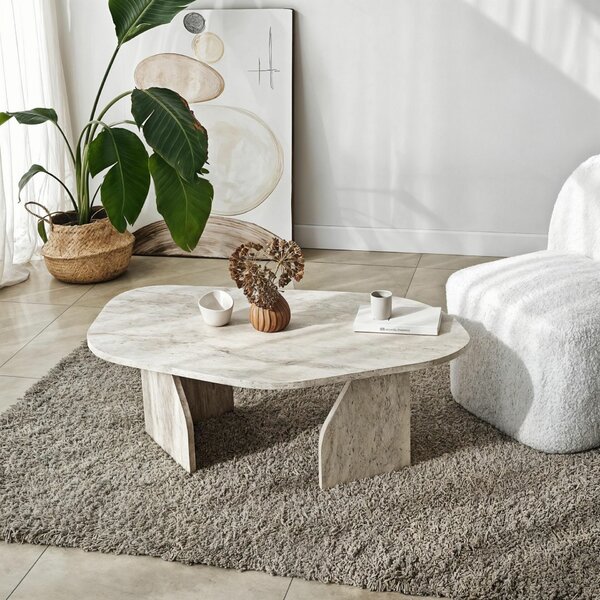 Hanah Home Dohányzóasztal Travertin kő - Travertin
