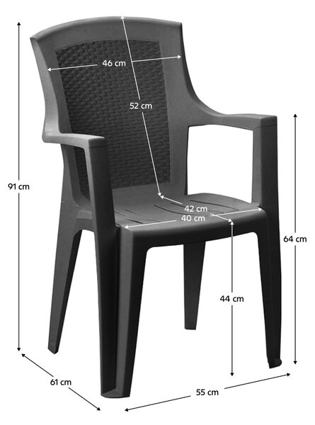 KONDELA Kerti rakásolható fotel, antracit, EDENIA