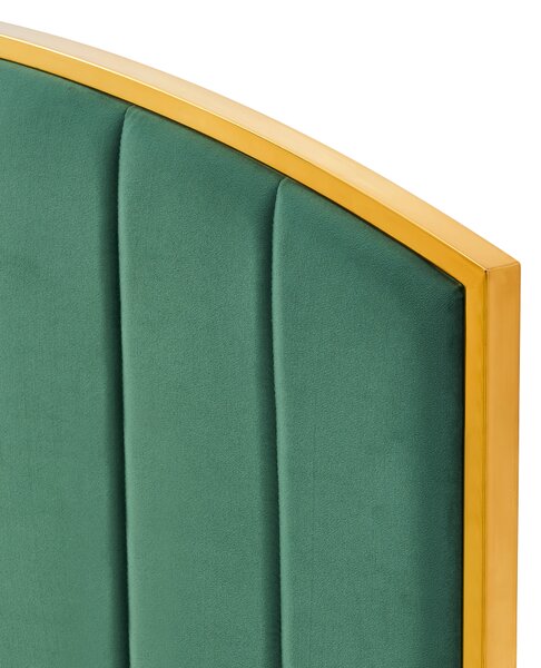 KONDELA Ágy ráccsal, 180x200, zöld Velvet szövet/gold arany króm, GEORGIA