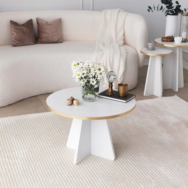 Hanah Home Coffee Table Gold White Mushroom - Gold, White v2