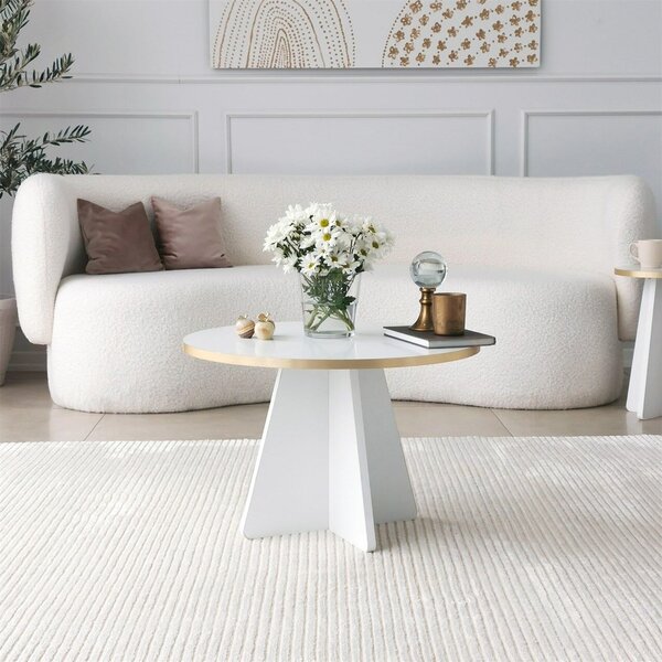 Hanah Home Coffee Table Gold White Mushroom - Gold, White v2