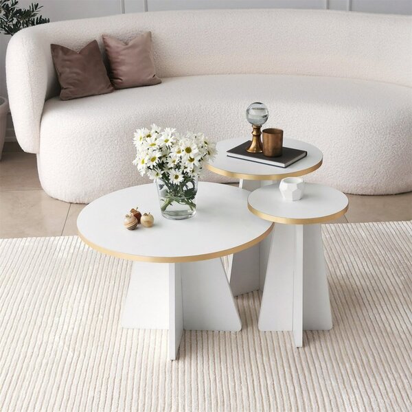 Hanah Home Coffee Table Gold White Mushroom - Gold, White v2