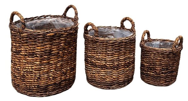 Abaca Tengerifű Hengerkaspó Szett Barna 57x56/67cm S/3